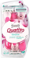 Фото Wilkinson Sword (Schick) станок для гоління Quattro 4 Sensitive одноразовий жіночий 3 шт
