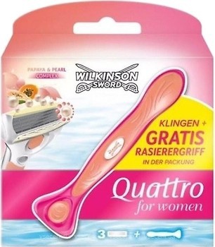 Фото Wilkinson Sword (Schick) станок для гоління Quattro жіночий з 3 змінними картриджами