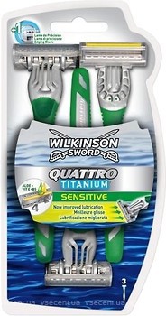 Фото Wilkinson Sword (Schick) станок для гоління Quattro 4 Titanium Sensitive одноразовий 3 шт