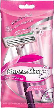 Фото Super-Max станок для гоління з 3 лезами одноразовий жіночий 5 шт