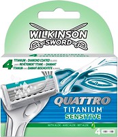 Фото Wilkinson Sword (Schick) змінні картриджі Quattro Titanium Sensitive 4 шт