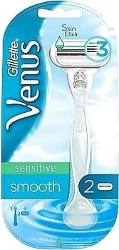 Фото Gillette Venus бритвенный станок Smooth Sensitive с 2 сменными картриджами