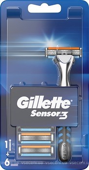Фото Gillette станок для гоління Sensor 3 з 6 змінними картриджами