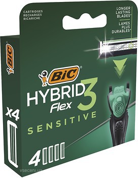 Фото BIC станок для гоління Flex 3 Hybrid Sensitive з 4 змінними картриджами