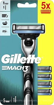 Фото Gillette станок для гоління Mach 3 з 5 змінними картриджами