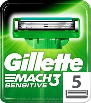 Фото Gillette змінні картриджі Mach 3 Sensitive 5 шт