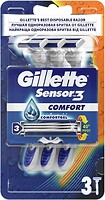 Фото Gillette станок для гоління Sensor 3 Comfort одноразовий 3 шт
