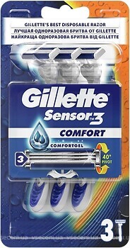 Фото Gillette станок для гоління Sensor 3 Comfort одноразовий 3 шт