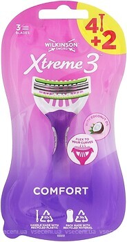 Фото Wilkinson Sword (Schick) станок для гоління Xtreme3 Comfort одноразовий жіночий 6 шт