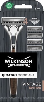 Фото Wilkinson Sword (Schick) бритвенный станок Quattro Vintage Edition с 4 сменными картриджами