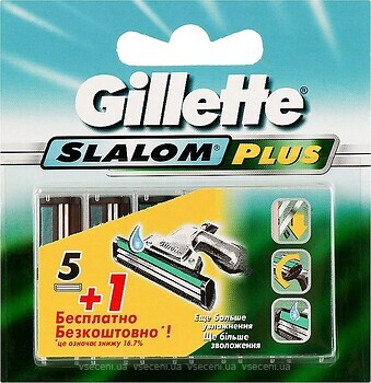 Фото Gillette змінні картриджі Slalom Plus 6 шт