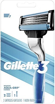 Фото Gillette станок для гоління Aqua-Grip з 2 змінними картриджами