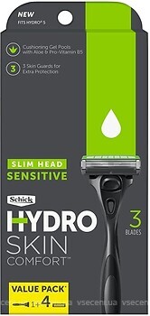 Фото Wilkinson Sword (Schick) станок для гоління Hydro Skin Comfort Slim Head Sensitive з 4 змінними картриджами