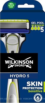 Фото Wilkinson Sword (Schick) станок для гоління HYDRO 5 Skin Protection Sensitive з 1 змінним картриджем