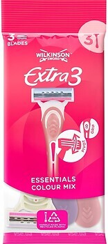 Фото Wilkinson Sword (Schick) станок для гоління Extra 3 Beauty Essentials Colour Mix одноразовий жіночий 3 шт