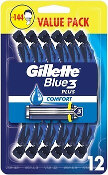 Фото Gillette станок для гоління Blue 3 Plus Comfort одноразовий 12 шт