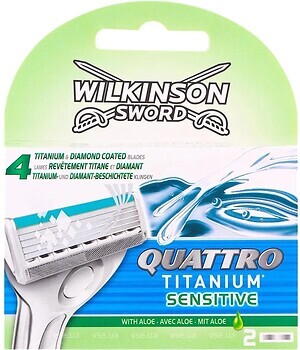 Фото Wilkinson Sword (Schick) змінні картриджі Quattro Titanium Sensitive 2 шт