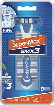 Фото Super-Max бритвенный станок Hi-Flo SMX 3 с 8 сменными картриджами