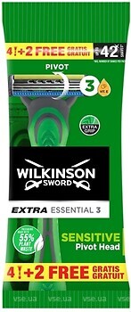 Фото Wilkinson Sword (Schick) станок для гоління Extra Essential 3 Sensitive одноразовий 6 шт