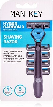 Фото Man Key станок для гоління Hyber Carbon з 5 змінними картриджами