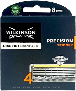 Фото Wilkinson Sword (Schick) змінні картриджі Quattro Essential 4 Precision Trimmer 8 шт