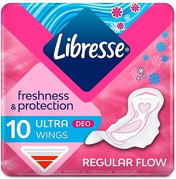 Фото Libresse Freshness & Protection Ultra Deo з крильцями 10 шт
