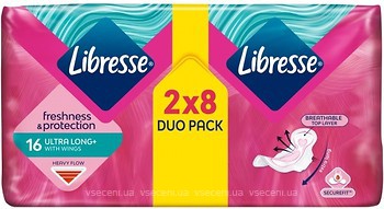 Фото Libresse Freshness & Protection Ultra Long Duo Pack з крильцями 2x 8 шт