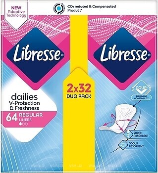 Фото Libresse Dailies V-Protection & Freshness Regular 64 шт