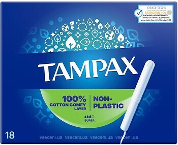 Фото Tampax Non-Plastic Super 18 шт