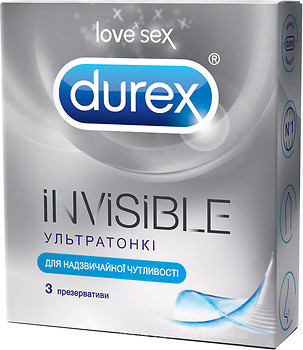 Фото Durex Invisible презервативи латексні з силіконовою змазкою 3 шт
