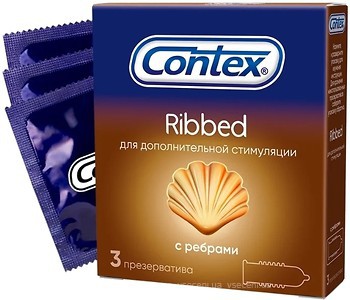Фото Contex Ribbed презервативи латексні з силіконовою змазкою 3 шт