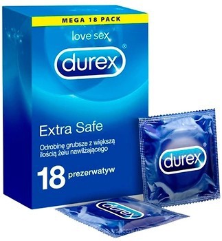Фото Durex Extra Safe презервативи латексні з силіконовою змазкою 18 шт