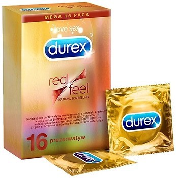 Фото Durex Real Feel презервативи латексні з силіконовою змазкою 16 шт