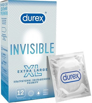 Фото Durex Invisible XL презервативи латексні з силіконовою змазкою 12 шт