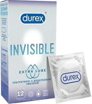 Фото Durex Invisible Extra Lube презервативи латексні 12 шт