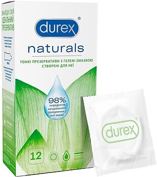 Фото Durex Naturals презервативи латексні з гелем-змазкою 3 шт