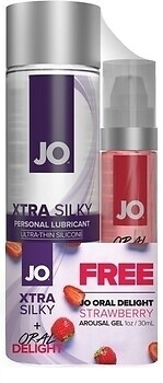 Фото System Jo GWP Xtra Silky Silicone & Oral Delight Strawberry інтимна гель-змазка 120+30 мл
