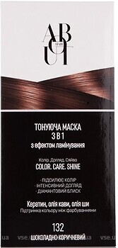 Фото About hair Color, Care, Shine 3 в 1 з ефектом ламінування 132 шоколадно-коричневий