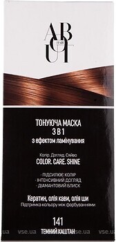 Фото About hair Color, Care, Shine 3 в 1 з ефектом ламінування 141 темний каштан