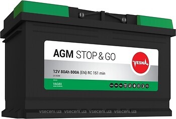 Фото Vesna AGM Stop&Go 80 Ah (0) (L4 AGM, 314085, VAG80)