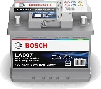 Фото Bosch Dual Purpose AGM 60 Ah Euro EN680 (0) R (LA007, 0092LA0070)