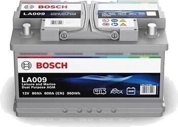 Фото Bosch Dual Purpose AGM 80 Ah Euro EN800 (0) R (LA009, 0092LA0090)