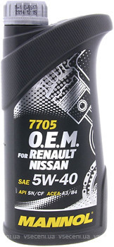 Фото Mannol 7705 O.E.M. for Renault Nissan 5W-40 1 л