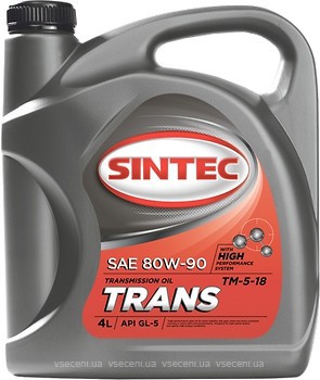 Фото Sintec ТМ5-18 SAE 80W-90 GL-5 4 л