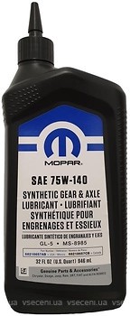 Фото Mopar Synthetic Gear & Axle Lubricant 75W-140 GL-5 0.946 л (68218657AB)