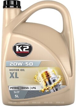 Фото K2 Motor Oil SL/CF XL 20W-50 5 л (O2715E)