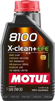 Фото Motul 8100 X-clean EFE+ 0W-30 1 л (853911/111657)