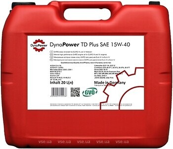 Фото DynaPower TD Plus 15W-40 20 л