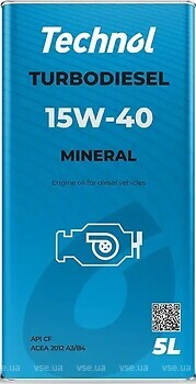 Фото Technol Turbodiesel 15W-40 5 л