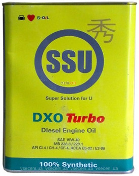 Фото S-Oil SSU DXO Turbo CI-4/CH-4 15W-40 4 л